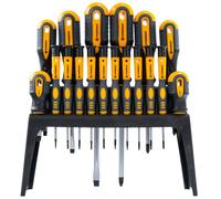 Jeu de 18 tournevis cruciformes plats torx embouts magnétiques avec support | Têtes magnétisées : Maintien parfait des vis pour un travail rapide et précis sans risque de chute.