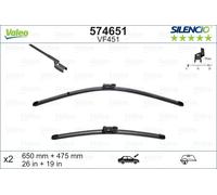 VALEO Silencio Essuie-glace - VF451 - Kit de Balais d'Essuie-glace 650 mm / 475 mm Plats d'Origine de Haute performance, Visibilité Supérieure sur la Route- Avant - Lot de 2 Balais - 574651