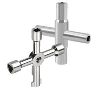 Jeu de 2 Clés Multifonction à 4 Voies, Universelle Carrée, Triangle, Forme de Clé de Clé Croisée en Alliage de Zinc, pour Clé D'ouverture D'armoire de Compteur D'eau et de Gaz Electrique (Argent)