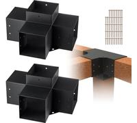 jeu de 2 connecteurs de poteaux en plaques d'acier de 2 mm - Coin de poteau pergola - Connecteur d'angle bois - Structure botte 90° - Support d'angle poutre bois - Kit de support pavillon - 390x270x20