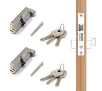 Jeu de 2 Cylindres à Bouton KD Verrouillage Simultané 70 mm 35/35 Barillet Serrure Porte avec 6 Clés (70)