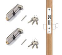 Jeu de 2 Cylindres à Bouton KD Verrouillage Simultané 80 mm 40/40 Barillet Serrure Porte avec 6 Clés (80)