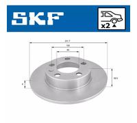 Jeu de 2 disques de frein arrière SKF VKBD 90023 S2