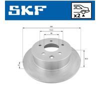 Jeu de 2 disques de frein arrière SKF VKBD 90263 S2