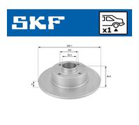 Jeu de 2 disques de frein arrière SKF VKBD 91074 S1