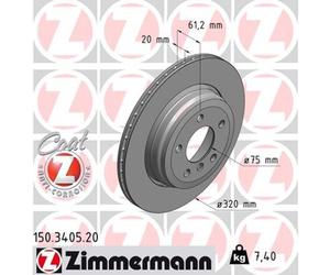 Jeu de 2 disques de frein arrière ZIMMERMANN 150.3405.20