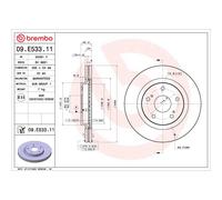 Brembo Disques de frein avant 09.E533.11 ventilés intérieurs pour Suzuki Swift V 2 pièces