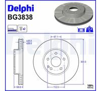 Delphi Disques de frein avant BG3838 ventilés – Jeu de 2