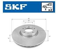 SKF Disque frein VKBD 80106 V2 Avant 2x Ø304 mm H48,1 Ép.28 mm Perçage Ø108 mm ventilé intérieur