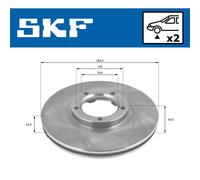 Jeu de 2 disques de frein avant SKF VKBD 80876 V2