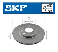Jeu de 2 disques de frein avant SKF VKBD 81052 V2