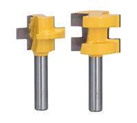 Jeu de 2 embouts de routeur à rainure de langue, fraise à bois à dents carrées en forme de T avec tige de 8 mm, fraise à rainurer professionnelle pour tiroirs faits à la main et