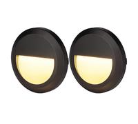 Jeu de 2 lampes d'escalier Lampe d'extérieur Lampe de façade noire Lumière d'escalier Lampe de terrasse ronde, IP65, LED 2W 80Lm blanc neutre, DxH 15x2,7 cm