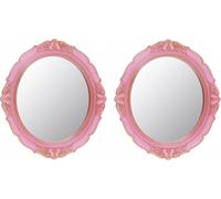 Jeu de 2 miroirs muraux roses décoratifs de style vintage 37,6 x 33,3 cm