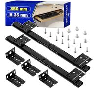 Jeu de 2 Pièces Glissiere Télescopiques pour Support Clavier Ordinateur 350 mm x H 35 mm - Glissière Gauche et Droite avec Kit de Montage - Garantie de 10 Ans - MONTERAL