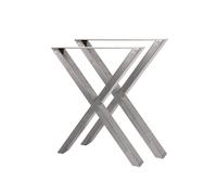 Jeu de 2 Pieds de table en acier brut vernis format X, Pieds de table métal 6...
