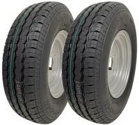 Jeu de 2 roues complètes pour remorques à grande vitesse, pneus radiaux Wanda Wr068 sans chambre à air 145r10 + 4 goujons 100 mm Pcd, charge maximale 430 kg chacun à 65 Psi, diamètre 492, largeur 147