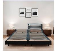 BELLECOUR Sommier Électrique 2 x 80x200 (160x200cm) 2 Places à Lattes avec tête, Buste & Pieds relevables et télécommande Filaire Modèle Flex - Fabriqué en France