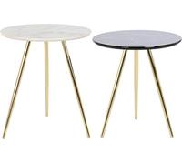 Jeu de 2 tables DKD Home Decor blanc noir or 46 x 46 x 45 cm