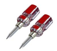 Jeu de 2 tournevis à cliquet double usage avec fente et pointes cruciformes - Embout compact en alliage d'acier de 65 mm - Poignée en PVC pour