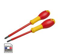 STANLEY Fmht0-62648 Set De 2 Tournevis Taille Unique - Gamme FATMAX - Fabriqués En France - Lame En Acier - Sablage De L'Empreinte - Poignée Soft Grip - Liaison Quasi Incassable - Anticorrosion
