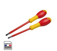 STANLEY Fmht0-62649 Set De 2 Tournevis - Gamme FATMAX - Fabriqué En France - Normé - Lame En Acier - Couche De Protection Polyamide - Anticorrosion - Contrôle De Vissage - Poignée Soft-Grip