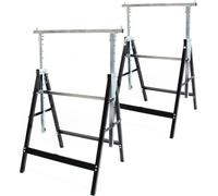 Jeu de 2 Tréteaux télescopiques Pliables Chevalet Échafaudage Hauteur réglable 80-130cm 200kg max.