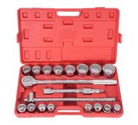 Jeu de 21 clés à cliquet avec cliquet réversible 3/4" 12 pans, pour mécanicien de précision, clé à douille, diamètre 19-50 mm, outils avec mallette 51 x 31 x 8 cm pour serrage de E-Torx triangulaire