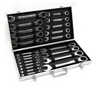 Jeu de 22 clés à cliquet articulées 6-32 mm - Clé mixte à cliquet - Clé polygonale à cliquet - Coffret de clés mixtes à cliquet - Coffret de clés mixtes avec boîte