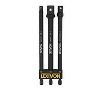 Jeu de 3 adaptateurs porte douille 6" = 15cm de long, Entraînement 6 pans (1/4" = 6,35, 1/2" = 9.5, 3/8" = 12,7mm) Socket Adaptor Converter Set, tournevis porte-embout ou une perceuse visseuse