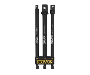 Jeu de 3 adaptateurs porte douille 6" = 15cm de long, Entraînement 6 pans (1/4" = 6,35, 1/2" = 9.5, 3/8" = 12,7mm) Socket Adaptor Converter Set, tournevis porte-embout ou une perceuse visseuse