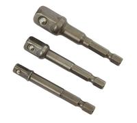 Jeu de 3 adaptateurs porte douille - tournevis porte-embout ou une perceuse visseuse - douille 1/4", 1/2" ou 3/8"