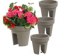 Jeu de 3 balconnières Jardinière Garde-corps Balconnière Pot de gel ø24,5cm | 5 L Pierre grise Balconnière ovale