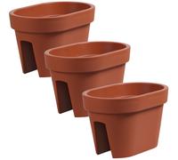 Jeu de 3 balconnières Jardinière Garde-corps Balconnière Pot de gel 39,5 cm | 12,3 L Terracota Jardinière de balcon ovale
