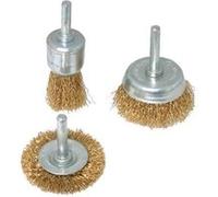 Jeu de 3 brosses et roues à fils dacier laitonné Silverline G