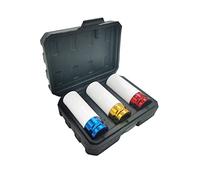 Jeu de 3 douilles à choc avec protections, entraînement 1/2", pour jantes en alliage (17, 19 et 21 mm), douilles à choc en acier Cr-Mo, outil pour le changement de roues et de pneus | Longueur : 78 mm