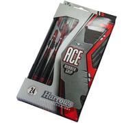 Jeu de 3 fléchettes acier ACE Rubber Grip - rouge et noir - 24g - gR