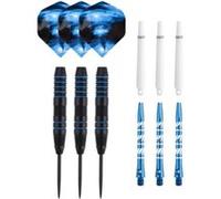 Jeu de Fléchettes Professionnelles Cyclone - 3 Fléchettes en Acier - 22g - Couleur Bleue