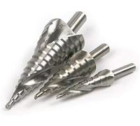 Jeu de 3 forets étagés HSS 4241, kit perçage for métaux à goujure hélicoïdale 4-12/4-20/4-32 mm, outils d'agrandissement trous précision qualité industrielle for l'acier et les alliages(Gold)