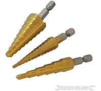 Jeu de 3 fraises étagées titanées acier HSS Silverline G