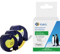 jeu de 3 G&G TD-RL-D-91201/2/8-3P compatible remplace DYMO 91241 Couleur de ruban: blanc, jaune, argent Couleur de police: noir
