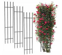 jeu de 3 grilles de rosiers Pergola de jardin 150 cm Fleurs grimpantes Métal soudé Bois dur