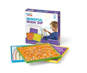 Jeu de 3 labyrinthes apaisants de Learning Resources, tableaux recto-verso de respiration avec des chemins à suivre avec le doigt, pleine conscience pour enfants, jouet sensoriel pour jeu sensoriel