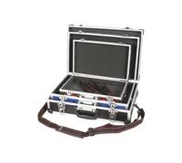Perel Boîte à outils, jeu de 3, 3 tailles différentes, 3 couleurs, sangle de transport, serrure à clé, 2
