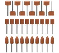 Jeu de 30 Meules en Oxyde D'Aluminium Compatible avec Dremel Outil Rotatif Mèches de Ponçage avec Tige de 1/8" pour Polissage Meulage Embout Sculpture Métaux Ébarbage (3 Formes)