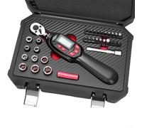 Jeu de 32 clés dynamométriques numériques en acier au chrome vanadium, précision de ± 2 % avec LED et avertisseur, stockage de données, cliquet à dégagement rapide pour réparation automobile et