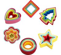 Jeu de 35pcs emporte-pièces en plastique, Cœur Carré Fleurs Cercle Etoiles Arbre Différentes tailles Emporte-pièces Pour La Pâtisserie