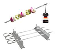 Jeu de 4 brochettes bremermann avec 2 supports, porte-brochettes, acier inoxydable