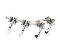 Jeu de 4 chevilles d'accordage pour ukulélé |2 boutons de remplacement de vitesse ouverts gauche et 2 droits |Mécaniques à cordes métalliques pour la réparation/entretien du (Argent)