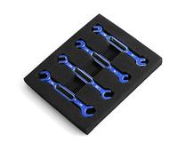 Jeu de 4 clés RC, clé à tendeur en métal 3-6 mm, jeu de petites clés à double extrémité, dissolvant de rotule d'écrou de tendeur, outil de réparation de voiture RC pour bateau de (Bleue)
